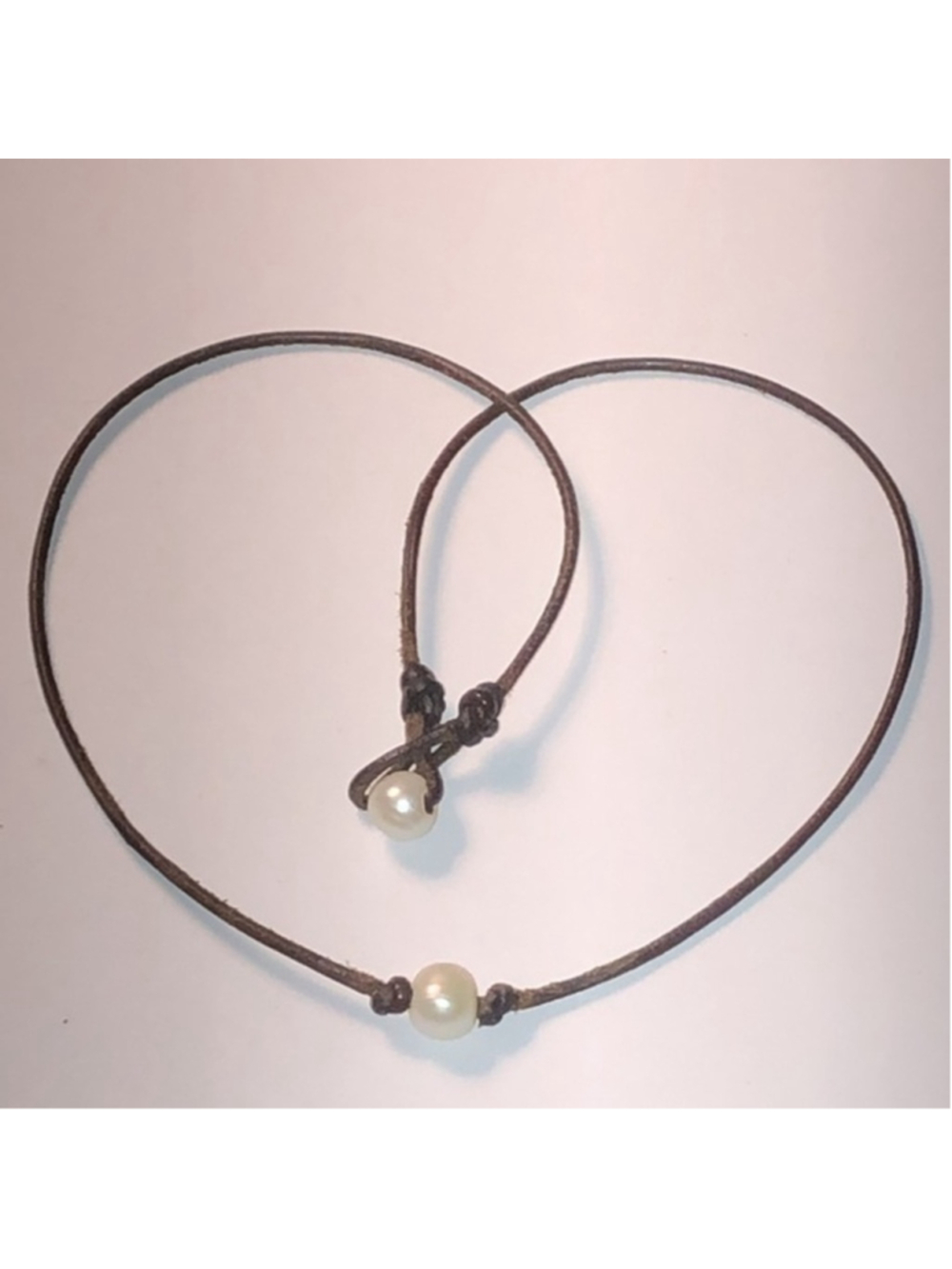 Genuine Pearls Leather Cord Dainty Boho Retro Necklace